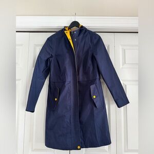 Boden Navy Blue Coat with Yellow Accents. 8